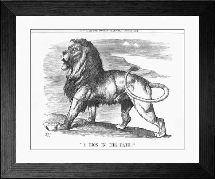 Framed Print : A Lion in the Path!, 1882. Artist: Joseph Swain Framed Print : A Lion in the Path!, 1882. Artist: Joseph Swain