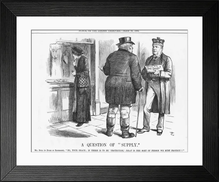 Framed Print : A Question of Supply, 1884. Artist: Joseph Swain Framed Print : A Question of Supply, 1884. Artist: Joseph Swain