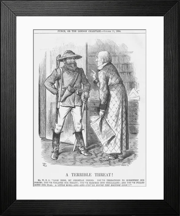 Framed Print : A Terrible Threat!, 1884. Artist: Joseph Swain Framed Print : A Terrible Threat!, 1884. Artist: Joseph Swain
