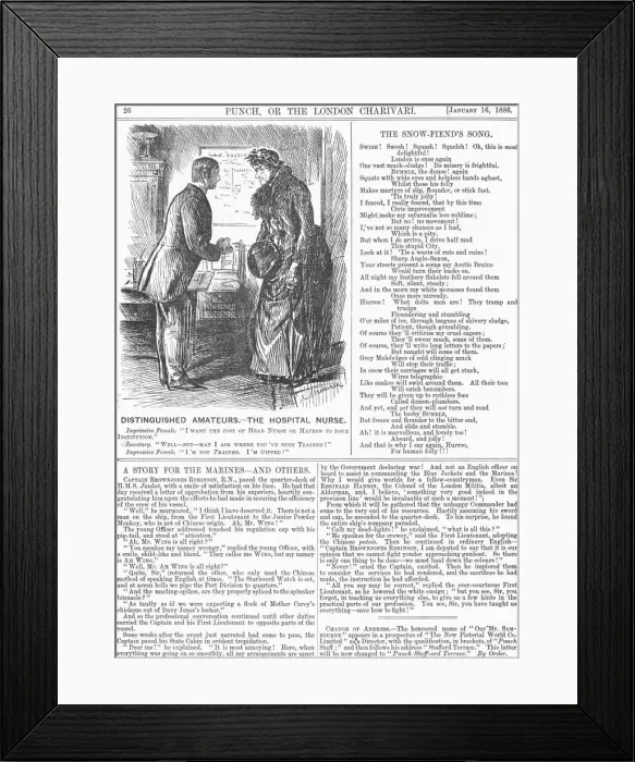 Framed Print : Distinguished Amateurs - The Hospital Nurse, 1886. Artist: George du Maurier Framed Print : Distinguished Amateurs - The Hospital Nurse, 1886. Artist: George du Maurier