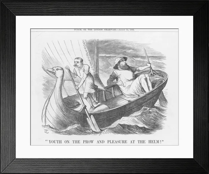 Framed Print : Youth on the Prow and Pleasure at the Helm!, 1886. Artist: Joseph Swain Framed Print : Youth on the Prow and Pleasure at the Helm!, 1886. Artist: Joseph Swain