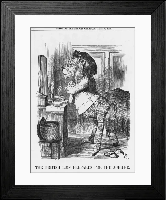Framed Print : The British Lion Prepares for the Jubilee, 1887. Artist: Joseph Swain Framed Print : The British Lion Prepares for the Jubilee, 1887. Artist: Joseph Swain