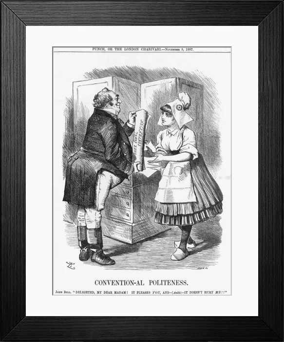 Framed Print : Convention-al Politeness, 1887. Artist: Joseph Swain Framed Print : Convention-al Politeness, 1887. Artist: Joseph Swain