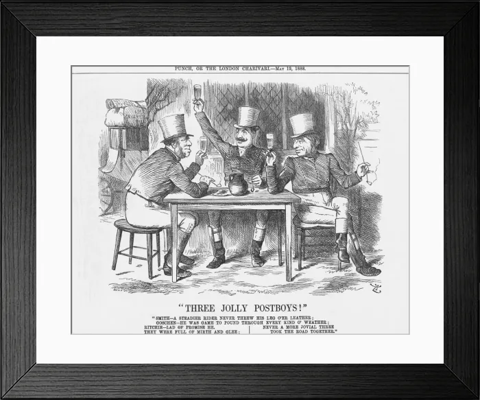 Framed Print : Three Jolly Post Boys!, 1888. Artist: Joseph Swain Framed Print : Three Jolly Post Boys!, 1888. Artist: Joseph Swain