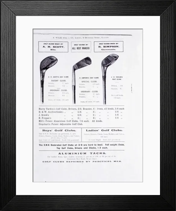 Framed Print : Golf Clubs from a catalogue Framed Print : Golf Clubs from a catalogue