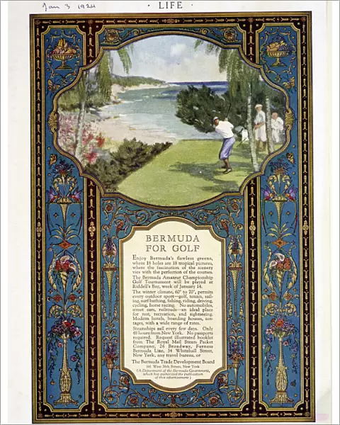 Advert for golf courses in Bermuda, January 3rd 1924