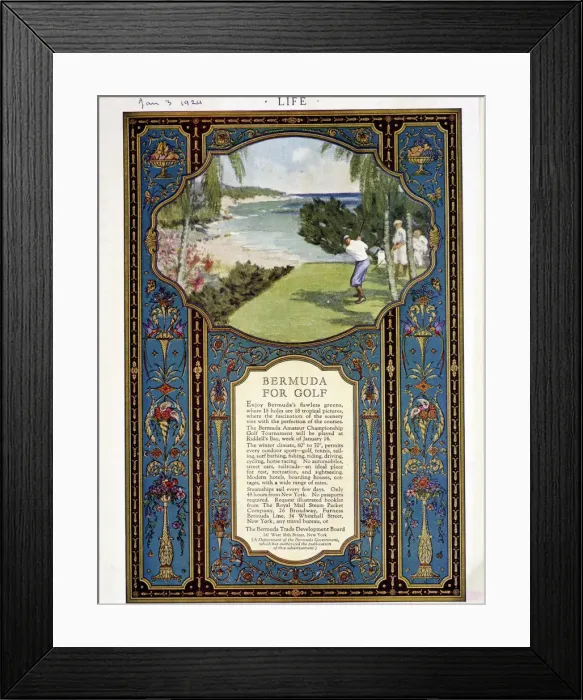 Framed Print : Advert for golf courses in Bermuda, January 3rd 1924 Framed Print : Advert for golf courses in Bermuda, January 3rd 1924