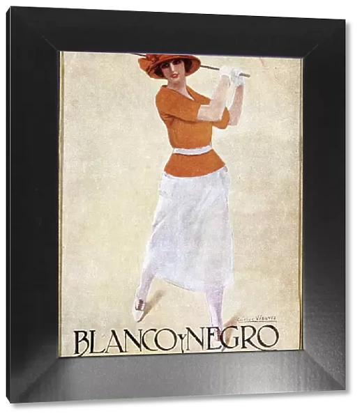 Blanco Y Negro poster with golfing theme, c1930s