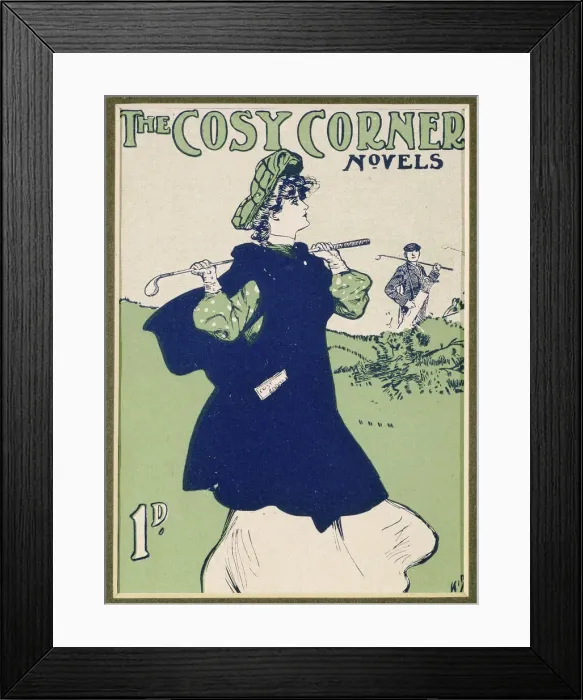 Framed Print : The Cosy Corner, novel with golfing theme, c1906-c1909 Framed Print : The Cosy Corner, novel with golfing theme, c1906-c1909
