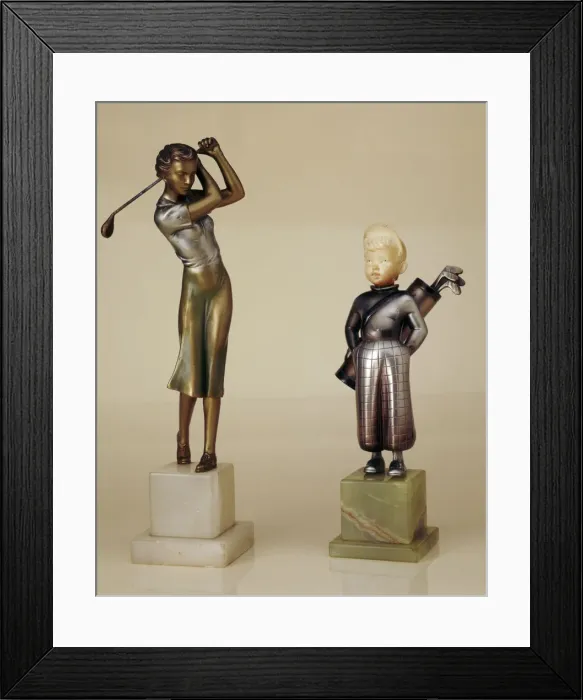 Framed Print : Cold painted bronze statues, 1930s Framed Print : Cold painted bronze statues, 1930s