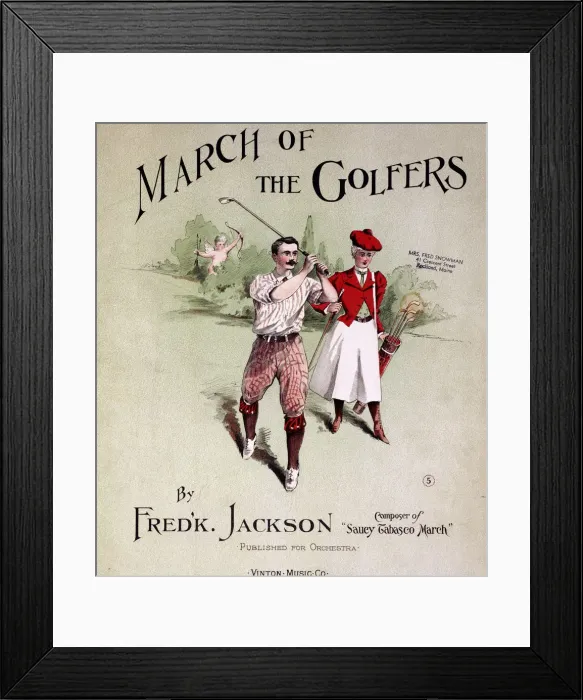 Framed Print : Sheet music cover, March Of The Golfers, 1903 Framed Print : Sheet music cover, March Of The Golfers, 1903