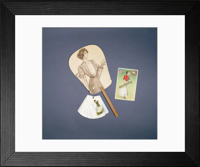 Framed Print : Ladies fan, Horlicks advertising scorecard, postcard, c1910 Framed Print : Ladies fan, Horlicks advertising scorecard, postcard, c1910