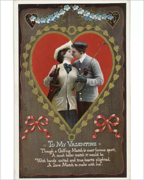 Valentine card with golfing theme, Germany, 1912