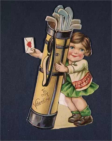Valentine card with golfing theme, American, c1930s