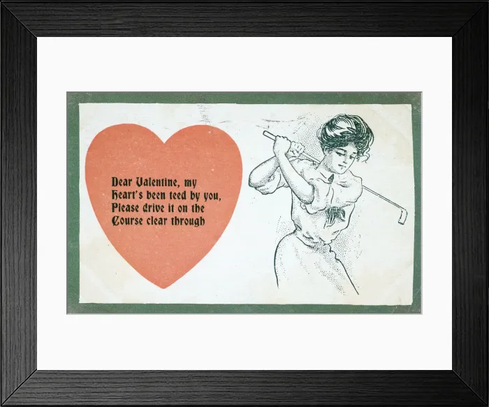 Framed Print : Valentine card with a golfing theme, c1910s-c1920s Framed Print : Valentine card with a golfing theme, c1910s-c1920s