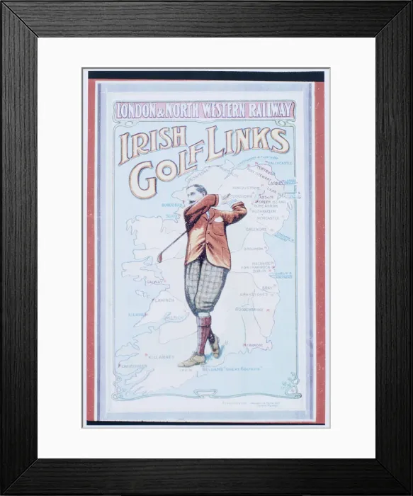 Framed Print : Postcard advertising golfing trips to Ireland, c1910 Framed Print : Postcard advertising golfing trips to Ireland, c1910
