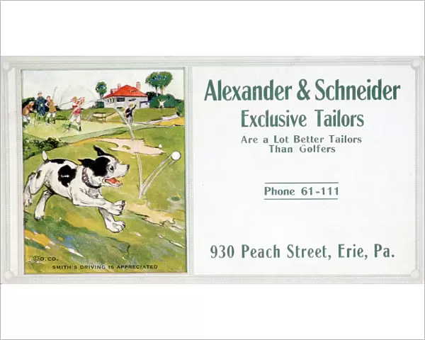 Business card for Alexander and Schneider Tailors, c1900
