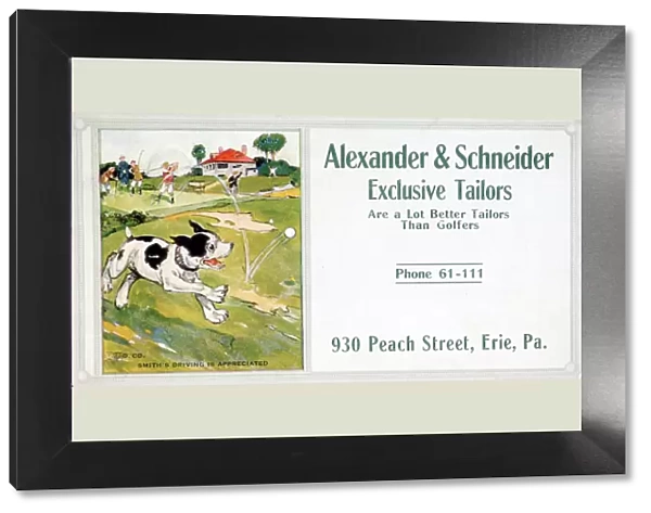 Business card for Alexander and Schneider Tailors, c1900