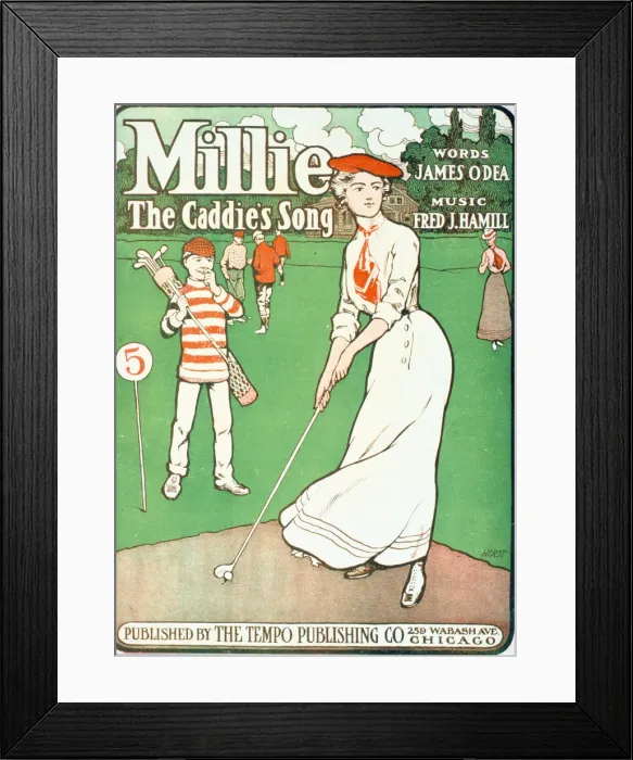 Framed Print : Millie - The Caddies Song, sheet music cover, American, 1901 Framed Print : Millie - The Caddies Song, sheet music cover, American, 1901