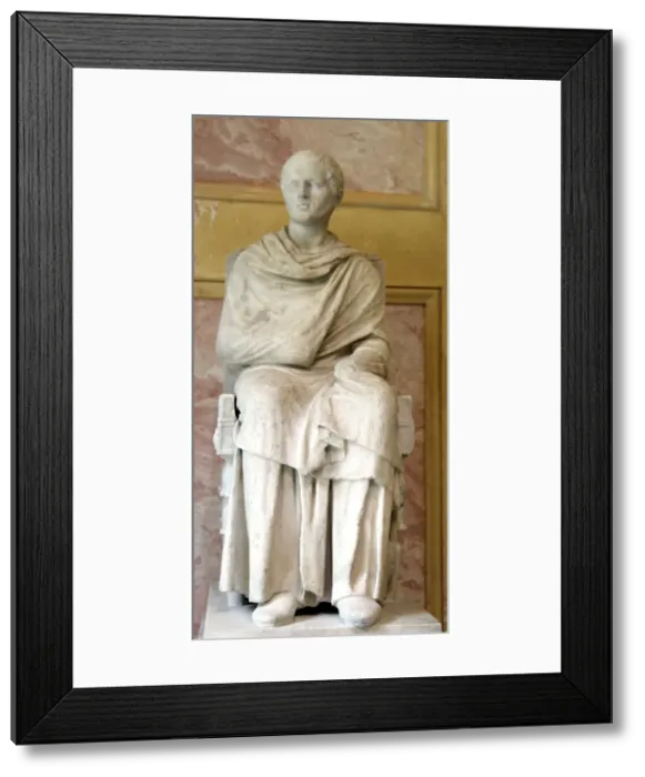 Framed Print : Statue of a seated philosopher, 1st century Framed Print : Statue of a seated philosopher, 1st century