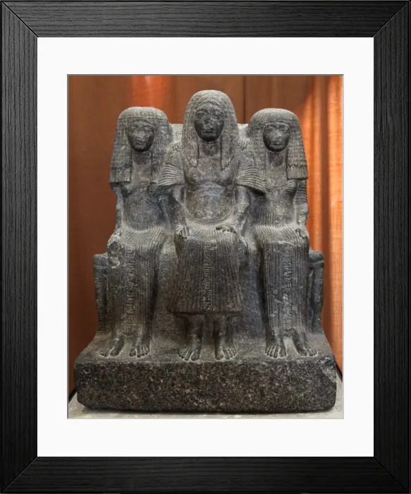 Framed Print : Statue of Amenemheb, Governor of Thebes, with his wife and mother, 14th century BC Framed Print : Statue of Amenemheb, Governor of Thebes, with his wife and mother, 14th century BC