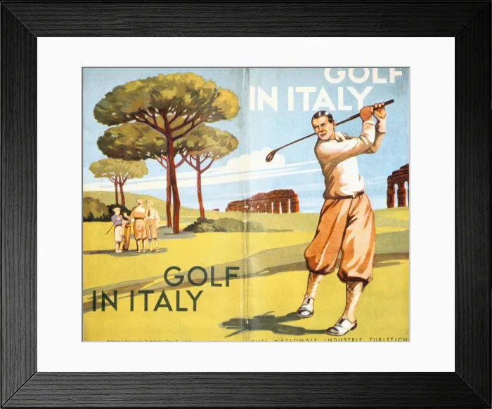 Framed Print : Pamphlet advertising golf in Italy, 1932 Framed Print : Pamphlet advertising golf in Italy, 1932