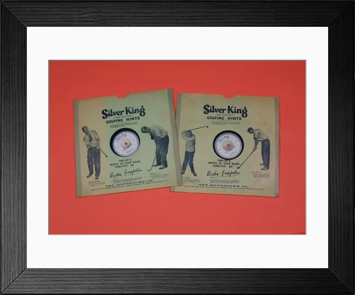 Framed Print : Golfing Hints, two Silver King 7 inch singles, c1920 Framed Print : Golfing Hints, two Silver King 7 inch singles, c1920