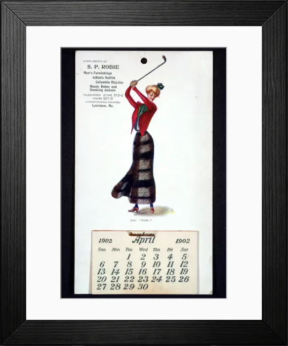 Framed Print : Calendar with golfing theme, American, 1902 Framed Print : Calendar with golfing theme, American, 1902