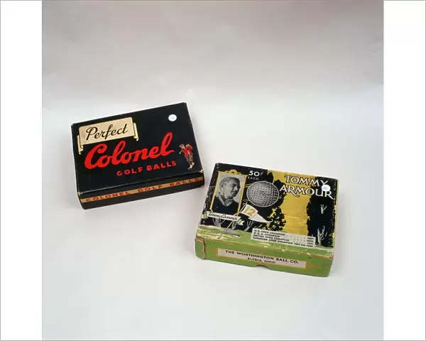 Perfect Colonel golf ball box, c1905 and Tommy Armour Golf Balls, c1932