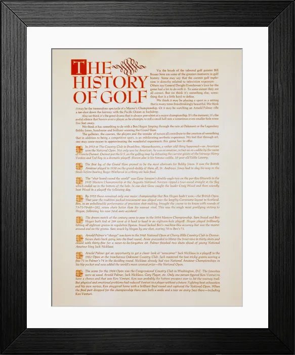 Framed Print : Poster illustrating The History of Golf, c1970 Framed Print : Poster illustrating The History of Golf, c1970