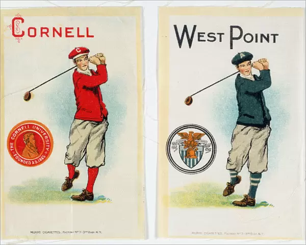 Cigarette cards for Cornell and West Point universities, American, c1900