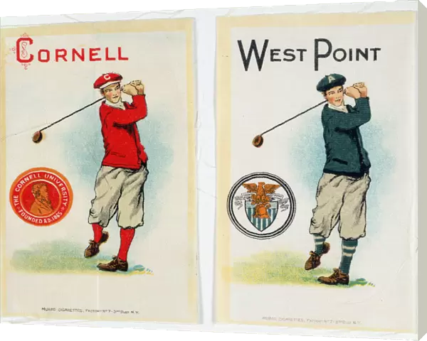 Cigarette cards for Cornell and West Point universities, American, c1900