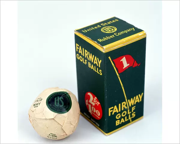 Fairway golf ball and box, c1910s