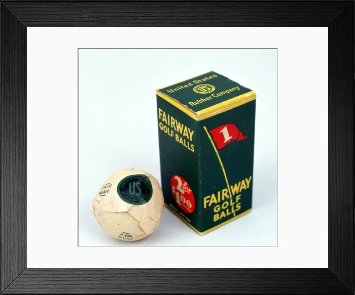 Framed Print : Fairway golf ball and box, c1910s Framed Print : Fairway golf ball and box, c1910s