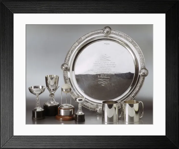 Framed Print : Trophies won by Hector Thomson, 1930s and 1940s Framed Print : Trophies won by Hector Thomson, 1930s and 1940s