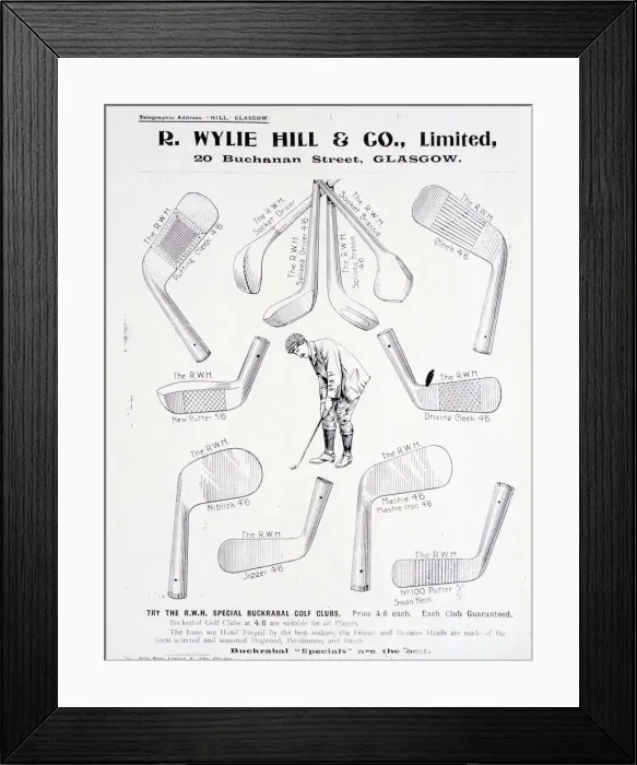 Framed Print : Page from a golf equipment catalogue, c1925-c1940 Framed Print : Page from a golf equipment catalogue, c1925-c1940