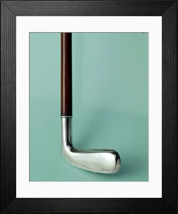 Framed Print : Silver cigarette case walking stick designed to look like a golf club, c1910 Framed Print : Silver cigarette case walking stick designed to look like a golf club, c1910