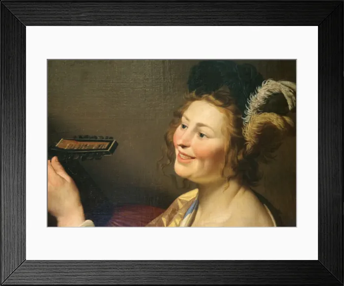 Framed Print : Lute Player, 1624. Artist: Gerrit van Honthorst Framed Print : Lute Player, 1624. Artist: Gerrit van Honthorst