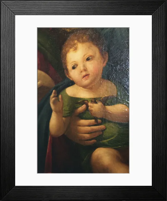 Framed Print : Detail from Madonna and Child with Mary Magdalene, St Catherine, and two Saints, 1504. Artist: Alvise Vivarini Framed Print : Detail from Madonna and Child with Mary Magdalene, St Catherine, and two Saints, 1504. Artist: Alvise Vivarini