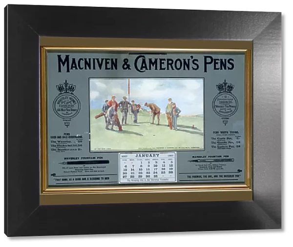 Calendar advertising MacNiven & Camerons Pens, 1907