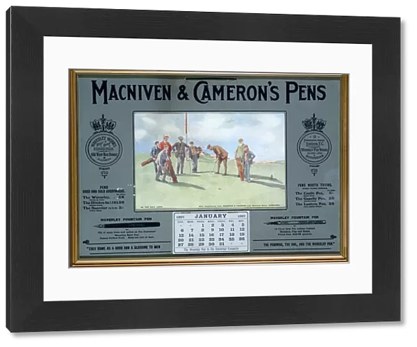 Calendar advertising MacNiven & Camerons Pens, 1907