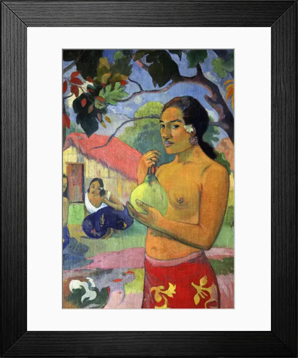 Framed Print : Eu haere ia oe (Woman Holding a Fruit. Where Are You Going?), 1893. Artist: Paul Gauguin