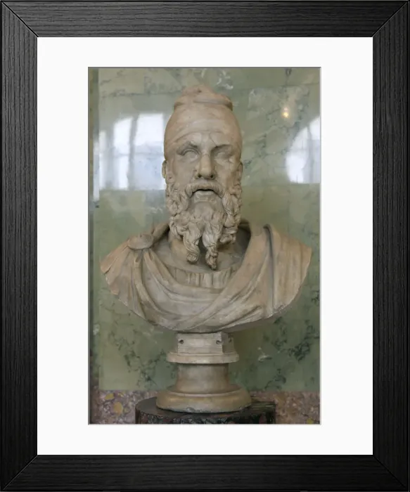 Framed Print : Roman bust of a Dacian tarabostes (nobleman), early 2nd century Framed Print : Roman bust of a Dacian tarabostes (nobleman), early 2nd century