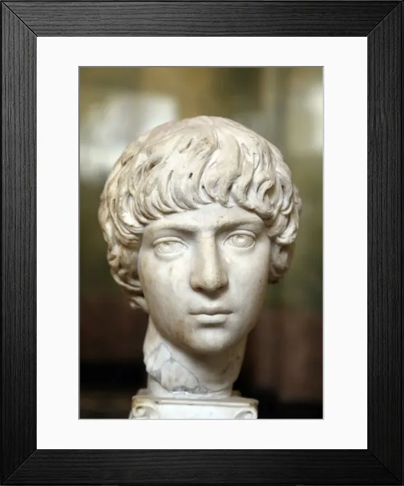 Framed Print : Roman portrait head of a boy, last quarter of 2nd century Framed Print : Roman portrait head of a boy, last quarter of 2nd century