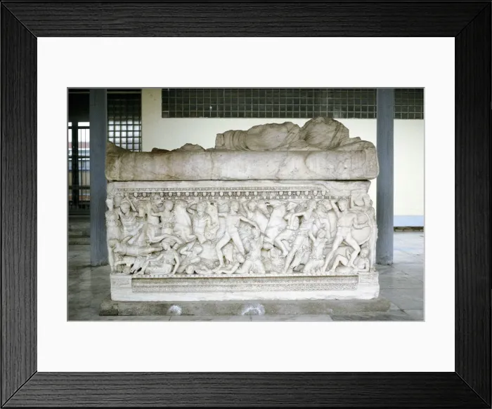 Framed Print : Battle scene from a sarcophagus, c300 BC Framed Print : Battle scene from a sarcophagus, c300 BC