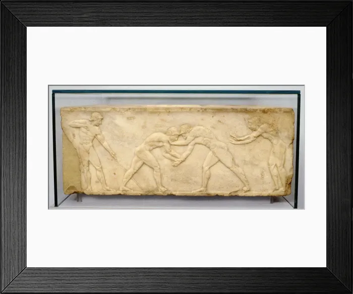 Framed Print : Bas-relief frieze of wrestlers, c500 BC Framed Print : Bas-relief frieze of wrestlers, c500 BC
