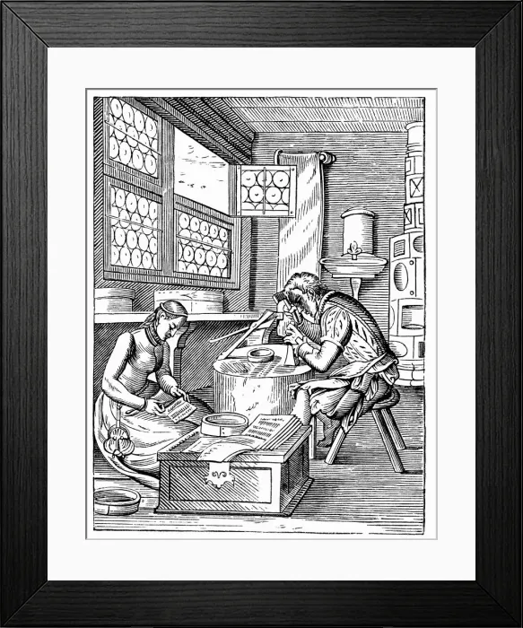 Framed Print : The Clasp Makers Workshop, 16th century. Artist: Jost Amman Framed Print : The Clasp Makers Workshop, 16th century. Artist: Jost Amman