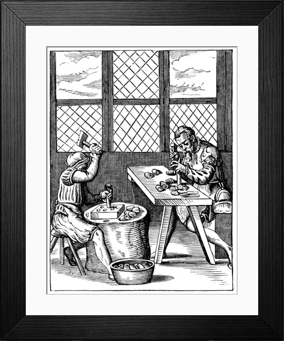 Framed Print : Dice Makers Workshop, 16th century. Artist: Jost Amman Framed Print : Dice Makers Workshop, 16th century. Artist: Jost Amman