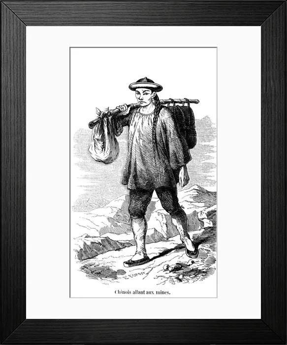 Framed Print : Chinese prospector in the Californian gold fields, 1853