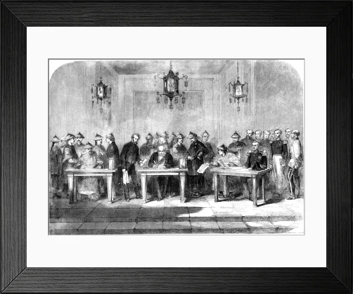 Framed Print : Lord Elgin signing the Treaty of Tainjin to end the Second Opium War, 1858 Framed Print : Lord Elgin signing the Treaty of Tainjin to end the Second Opium War, 1858